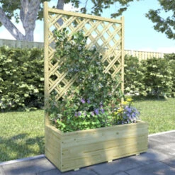 Bloembak Met Dubbele Trellis 90x40 Cm -Buitenleven & Tuin 123 1384