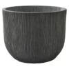 Pot Fiberclay Rond Donkergrijs Streep Ø43 H33 Cm -Buitenleven & Tuin 123 1415