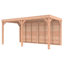 Overkapping Douglas Hout Blank Met Achterwand 270x522 Cm -Buitenleven & Tuin 123 1681