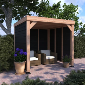 Overkapping Douglas Hout Zwart Met Achterwand En 2 Zijwanden 270x270 Cm 4 Overkapping Douglas Hout Zwart Met Achterwand En 2 Zijwanden 270x270 Cm - Afbeelding 2
