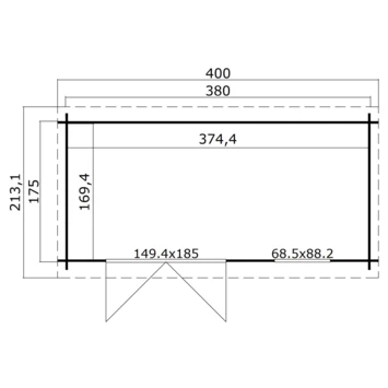 Tuinhuis Danna 380x175 Olijfgroen 5 Tuinhuis Danna 380x175 Olijfgroen - Afbeelding 3