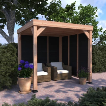 Overkapping Douglas Hout Zwart Met Achterwand En Zijwand 270x270 Cm 4 Overkapping Douglas Hout Zwart Met Achterwand En Zijwand 270x270 Cm - Afbeelding 2