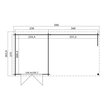 Tuinhuis Sunniva Met Overkapping 590x304 Cm 4 Tuinhuis Sunniva Met Overkapping 590x304 Cm - Afbeelding 2
