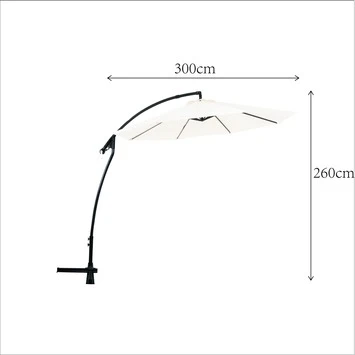 Zweefparasol Florida Ecru Ø300 Cm 4 Zweefparasol Florida Ecru Ø300 Cm - Afbeelding 2