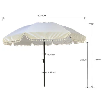 Parasol Marrakesh Wit Ø250 Cm 4 Parasol Marrakesh Wit Ø250 Cm - Afbeelding 2