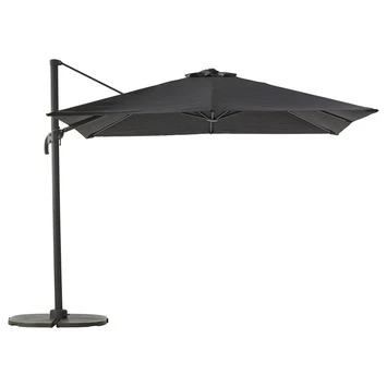 Zweefparasol Ibiza Zwart/Donkergrijs Vierkant Ø300 Cm 3 Zweefparasol Ibiza Zwart/Donkergrijs Vierkant Ø300 Cm