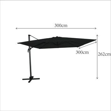 Zweefparasol Ibiza Zwart/Donkergrijs Vierkant Ø300 Cm 4 Zweefparasol Ibiza Zwart/Donkergrijs Vierkant Ø300 Cm - Afbeelding 2