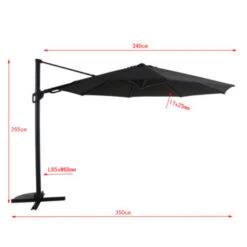 Zweefparasol Menorca Antraciet Ø340 Cm -Buitenleven & Tuin 123 1989