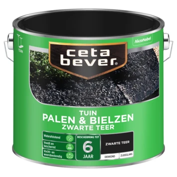 Cetabever Palen & Bielzen Zwarte Teer Dekkend Zijdeglans 2,5 L 4 Cetabever Palen & Bielzen Zwarte Teer Dekkend Zijdeglans 2,5 L - Afbeelding 2