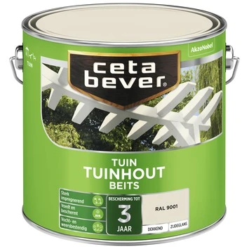 CetaBever Tuinhoutbeits Dekkend RAL 9001 Zijdeglans 2,5 L 4 CetaBever Tuinhoutbeits Dekkend RAL 9001 Zijdeglans 2,5 L - Afbeelding 2