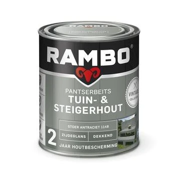 Rambo Vintage Pantserbeits Tuin- En Steigerhout Dekkend Stoer Antraciet Zijdeglans 750 Ml 5 Rambo Vintage Pantserbeits Tuin- En Steigerhout Dekkend Stoer Antraciet Zijdeglans 750 Ml - Afbeelding 3